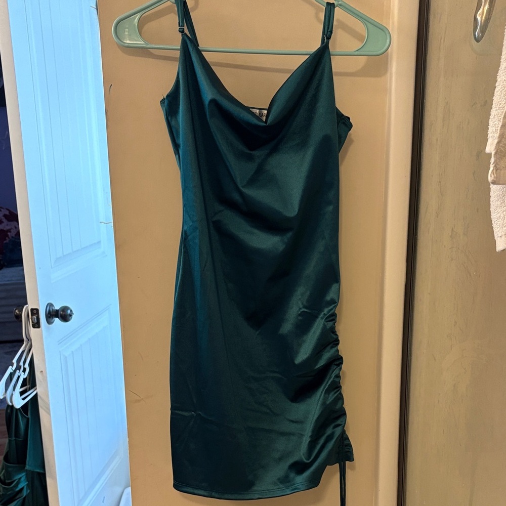 Elegant Green Satin Dress